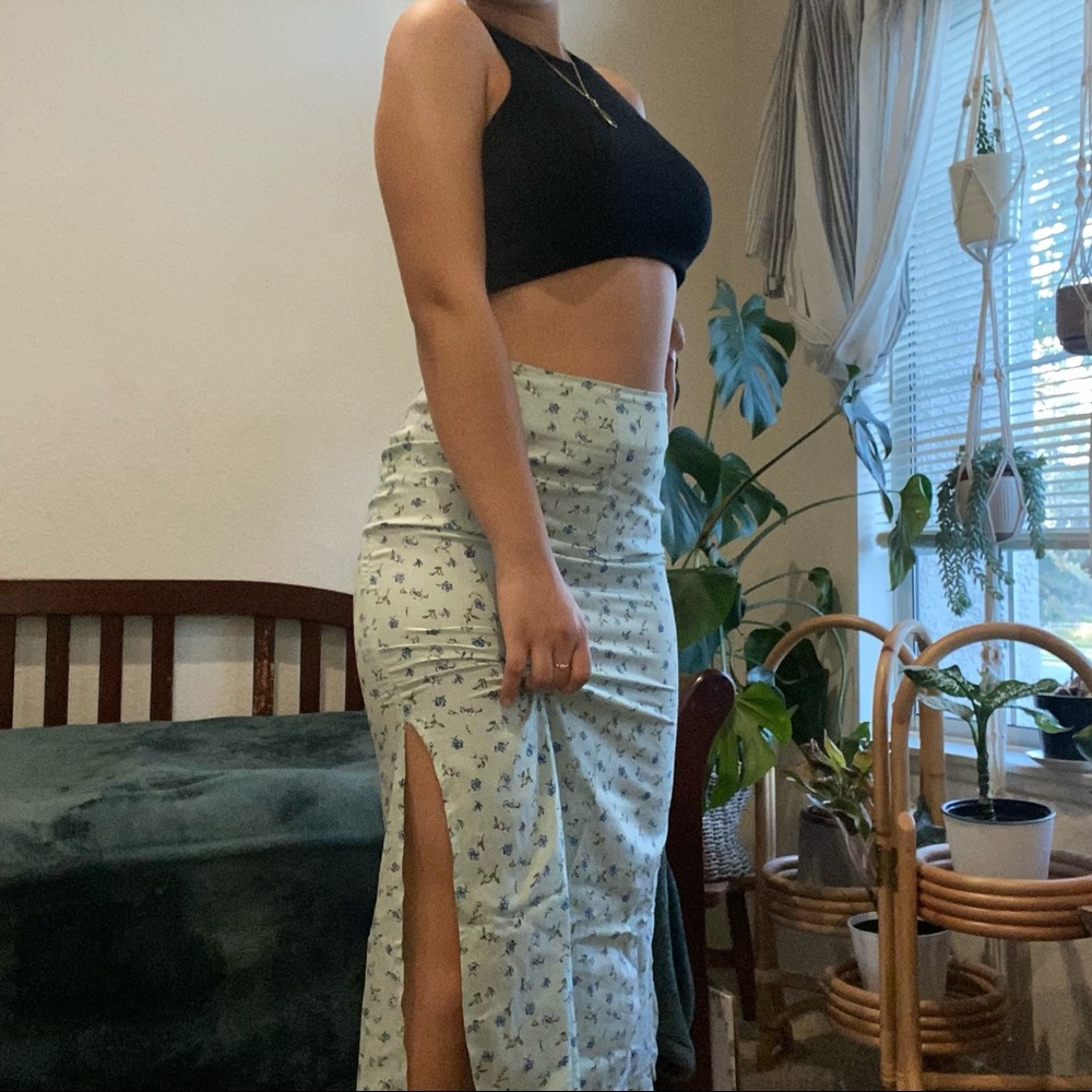 Motel Rocks blue floral midi skirt